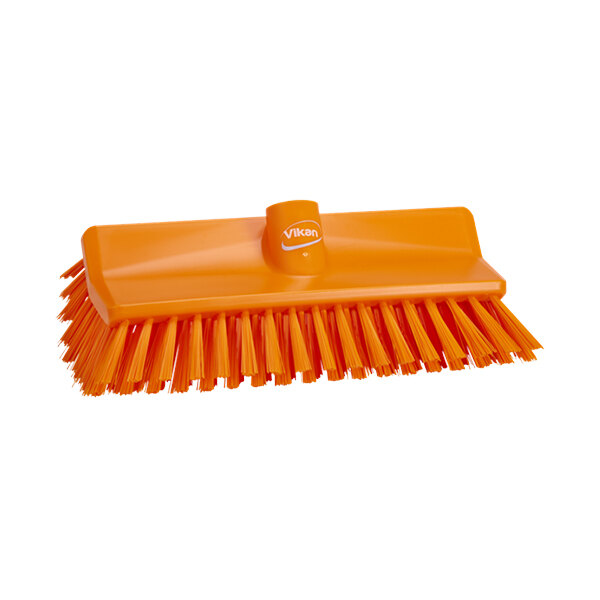 Vikan 70477 10 3/8" Orange HighLow Brush Head with Medium Stiff Bristles