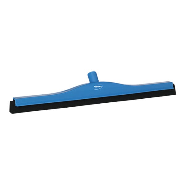 A blue Vikan floor squeegee with a black plastic frame and handle.