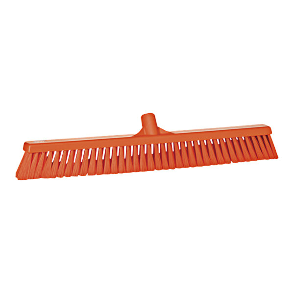 An orange Vikan push broom head.