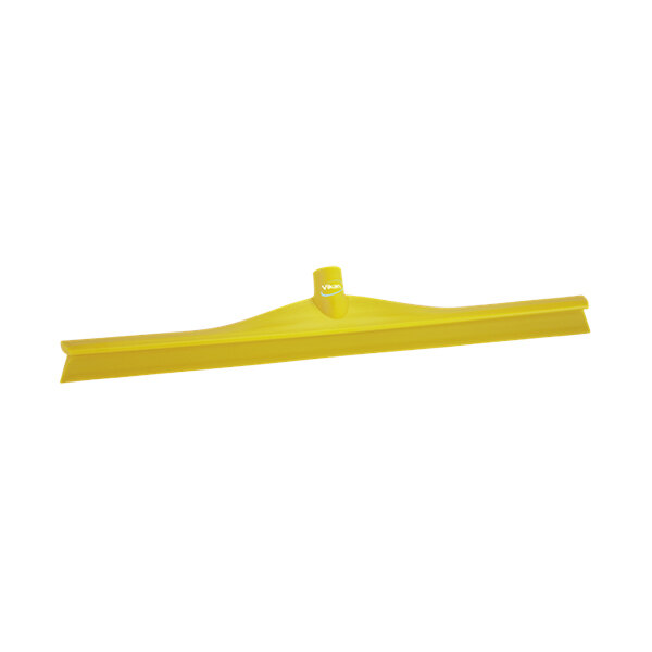A yellow Vikan floor squeegee with a plastic frame.