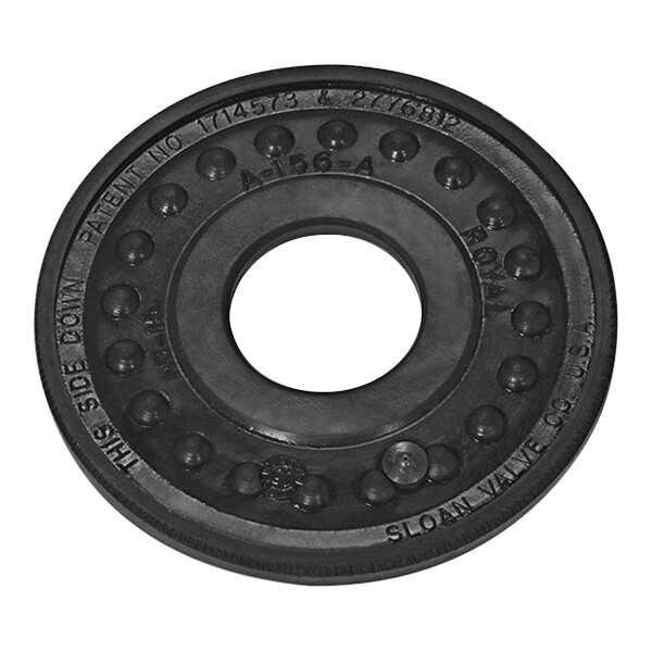 A black rubber Sloan diaphragm disc with holes in it.