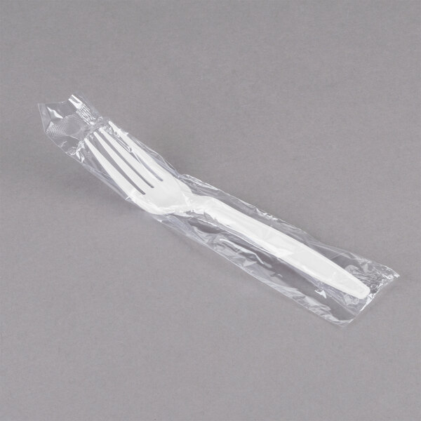 Visions Individually Wrapped White Heavy Weight Plastic Fork 250/Pack