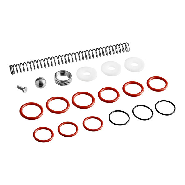 A ServSense replacement parts set with red and black plastic and metal rings.