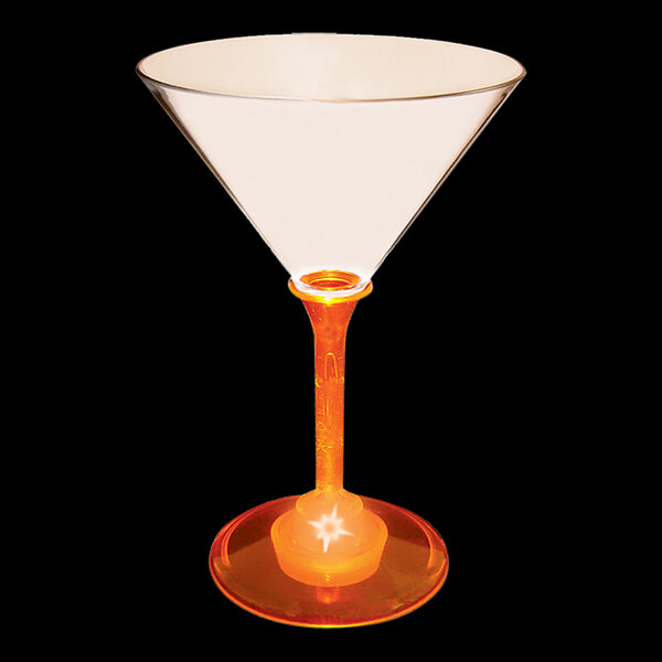 7 oz. Customizable Plastic Martini Cup with Orange LED Light 48/Case