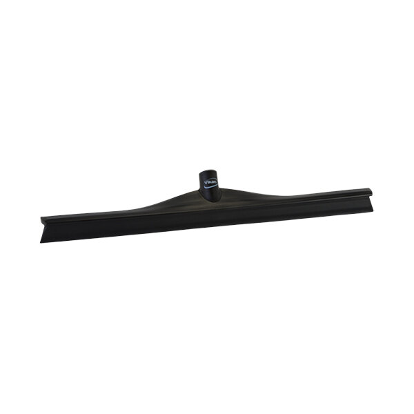 A black squeegee with a black handle.