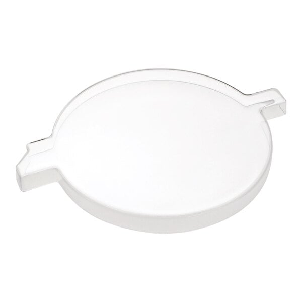 A white plastic circular lid with handles for a ChocoVision Revolation 2.