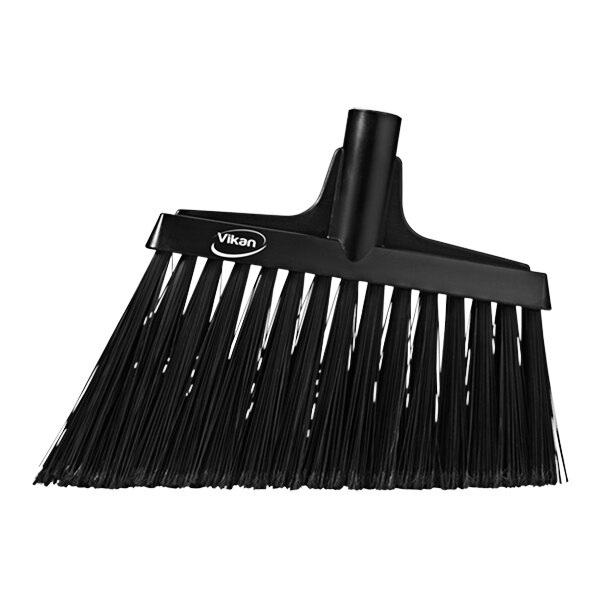 Vikan 29169 11 1/2" Black Angled Broom Head with Flagged Bristles