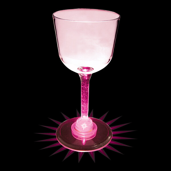 7 oz. Customizable Plastic Wine Cup with Pink LED Light 48/Case
