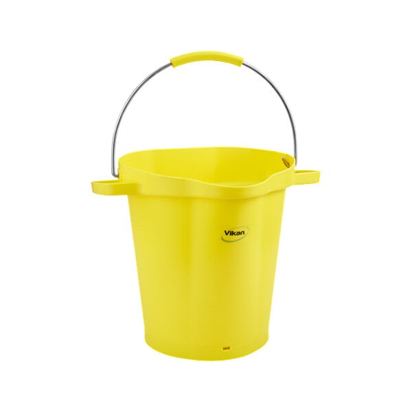 A yellow bucket with a handle.