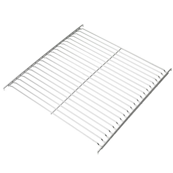 A wire metal rack with a grid on it.