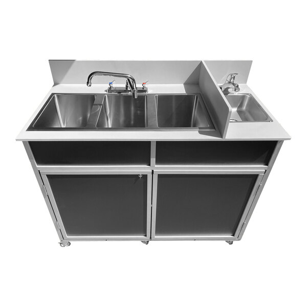 Monsam PSE2004RBLACK Black Four Deep Basin Portable Commercial Sink