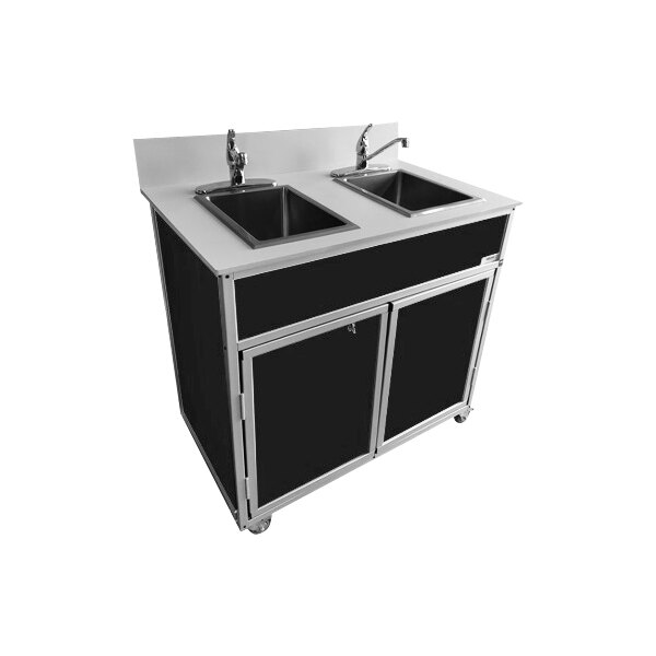 Monsam NS002BLACK Black Double Basin Portable SelfContained Sink
