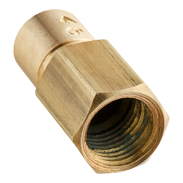 An Avantco natural gas orifice with brass threading.