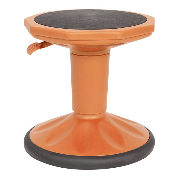 A Flash Furniture orange kid's adjustable stool with a black base.