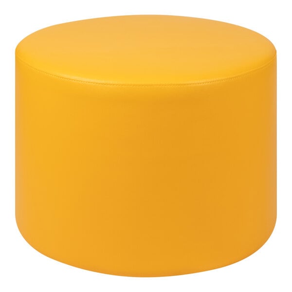 A yellow round Flash Furniture Nicholas ottoman.