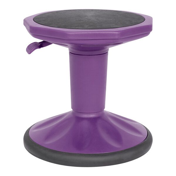 A purple Flash Furniture kid's adjustable stool with a black base.