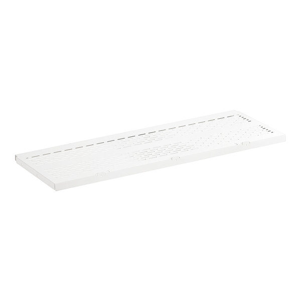 A white rectangular Avantco Refrigeration top shelf with small holes in the middle.