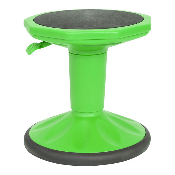 A green Flash Furniture kid's stool with a black base.