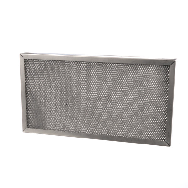 A stainless steel mesh filter with a metal frame.