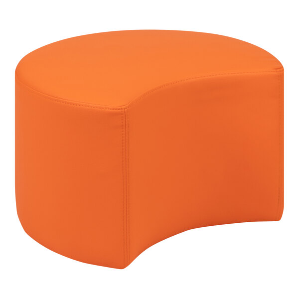 An orange round Flash Furniture ottoman with a curved edge.