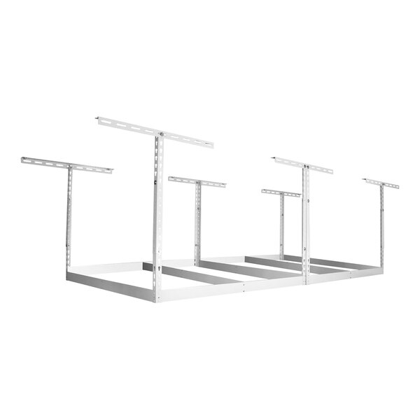 SafeRacks 4' x 8' White Overhead Storage Rack Frame with Adjustable 12