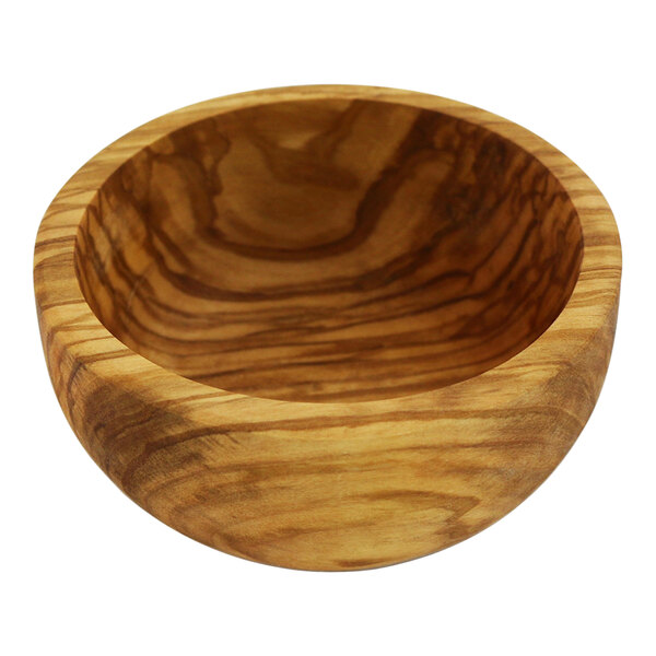A Franmara olivewood bowl with a wooden handle.