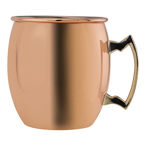 A Franmara copper Moscow Mule mug with a handle.