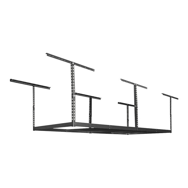 SafeRacks 4' x 8' Gray Overhead Storage Rack Frame with Adjustable 12" 21" Drop 600 lb. Capacity