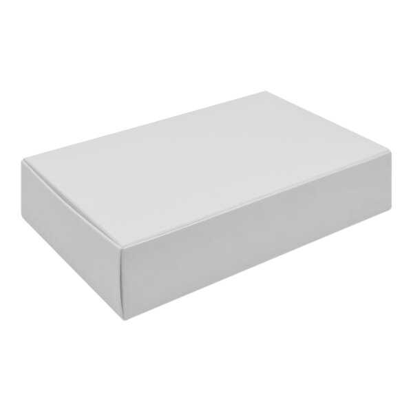 A white box with a fold over lid.