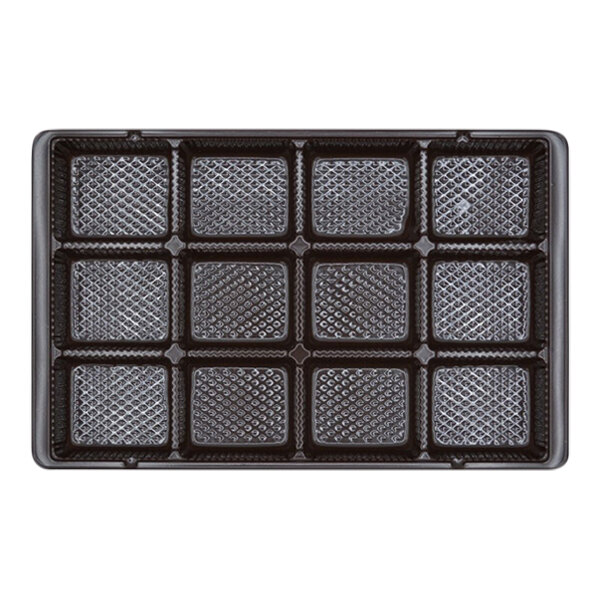 9 5/16" x 6" x 15/16" Brown 12Cavity Candy Tray 250/Case