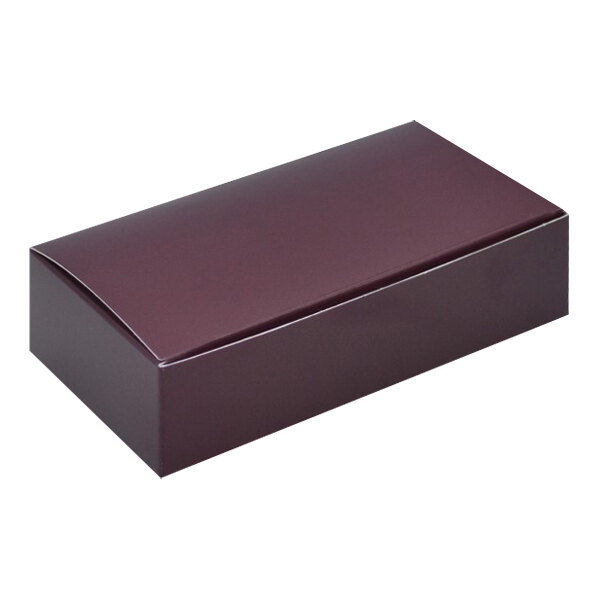 A rectangular maroon candy box with a lid.