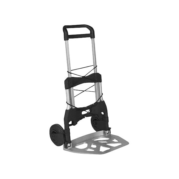 A Wesco Mega Mover aluminum hand truck with black and silver wheels and a black handle.