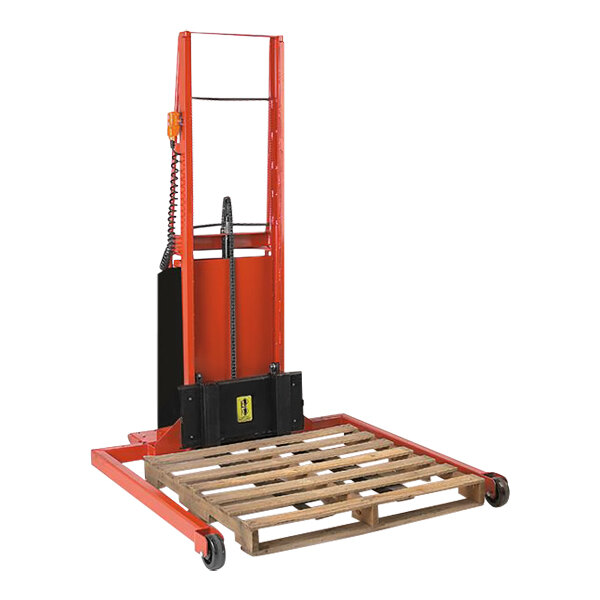 A red and black Wesco Industrial Products power lift straddle forklift with 40" forks.