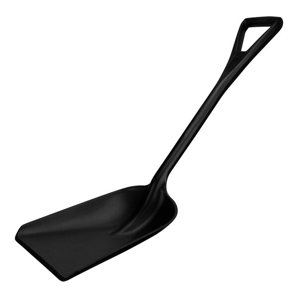 A Carlisle black food service shovel with a handle.
