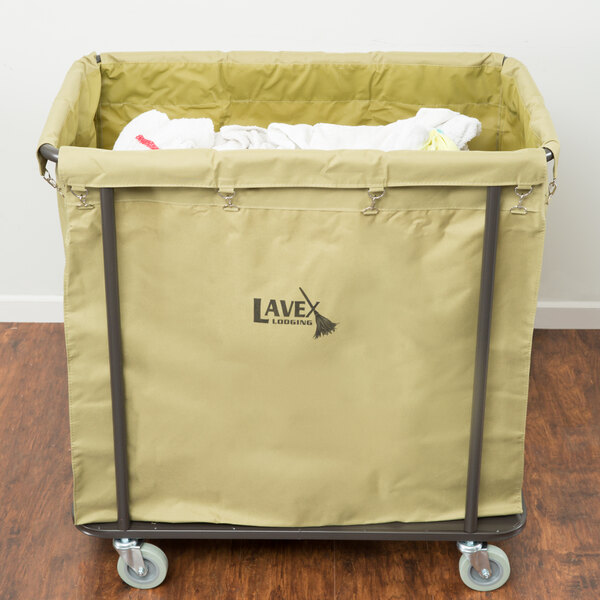 12 Bushel Metal Canvas Laundry Trash Cart Bag Handles Hotel Linen Housekeeping 