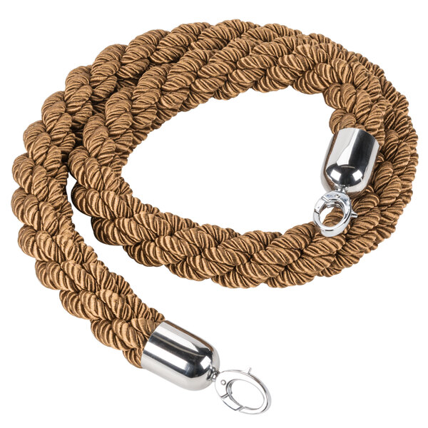 A braided bronze rope with chrome ends.