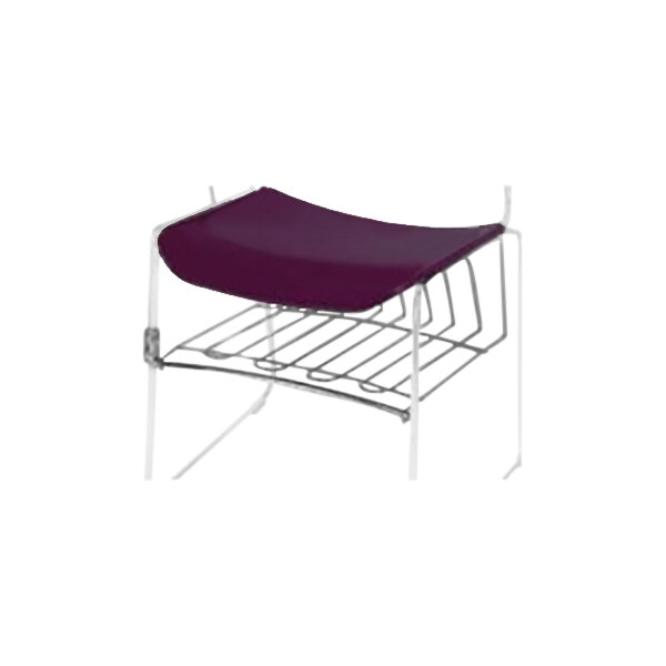 A purple National Public Seating book basket with metal legs.