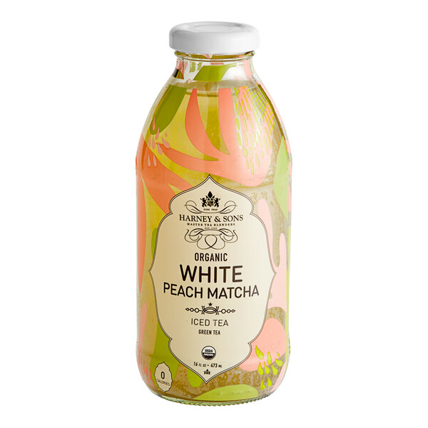 Harney & Sons Organic White Peach Matcha Iced Tea 16 fl. oz. 12/Case