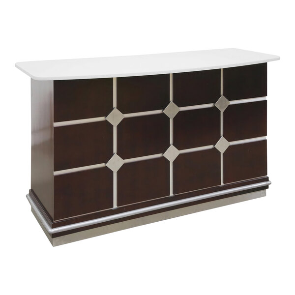 A brown and white Lakeside portable bar counter.