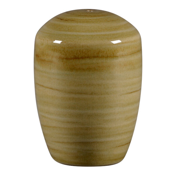 A RAK Porcelain pepper shaker with a brown and white design.