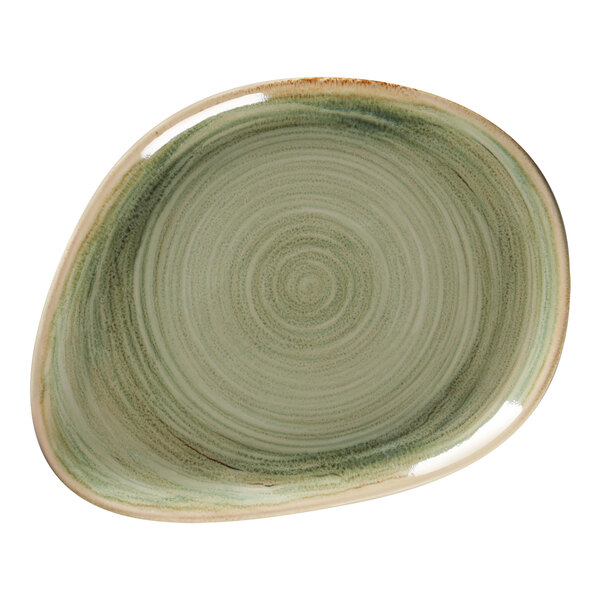 A green RAK Porcelain flat plate with an organic design.