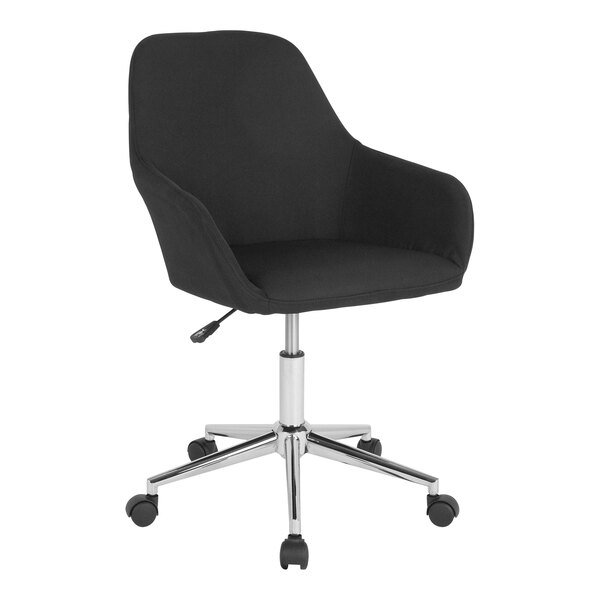 A Flash Furniture Cortana black office chair with chrome legs and wheels.