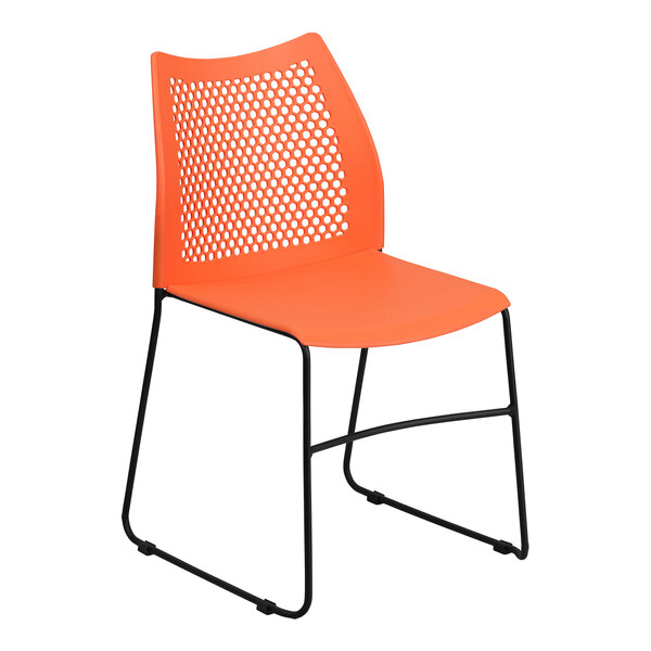 Flash Furniture Hercules Orange Ventilated Contoured Stacking Chair ...