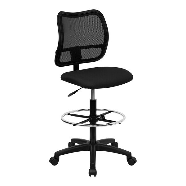 A Flash Furniture black mesh mid-back office chair.