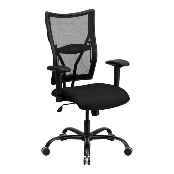 A Flash Furniture black office chair with a black mesh back.