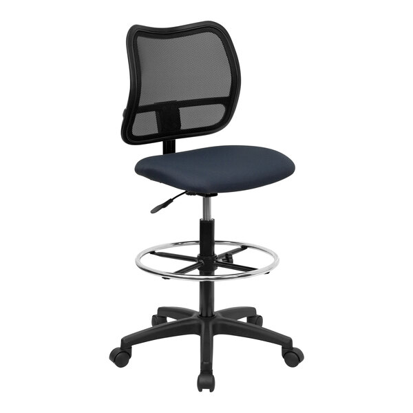 A black Flash Furniture office chair with a mesh back.