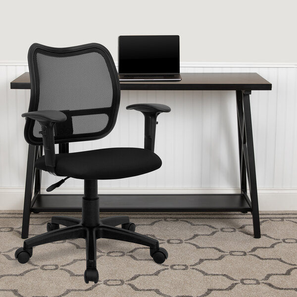 Flash Furniture Alber Black Mesh MidBack Office Chair with Adjustable Arms