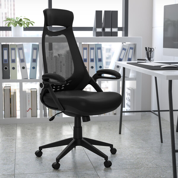 Flash Furniture Ivan Black Mesh HighBack Swivel Office Chair with Flip