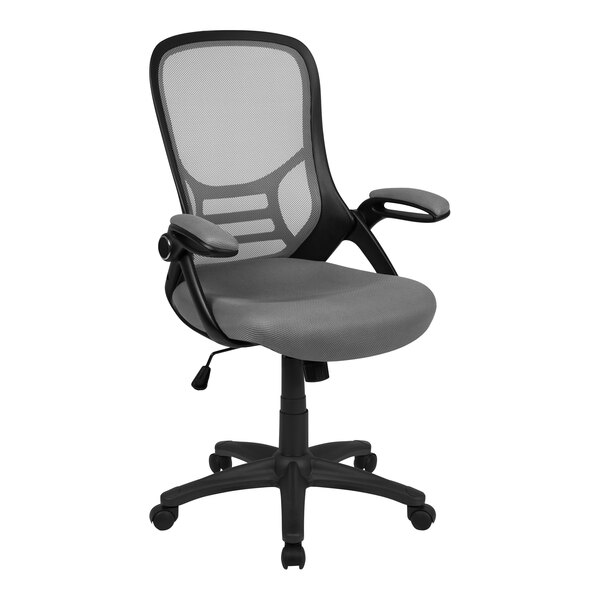 A Flash Furniture Porter light gray office chair with black base.