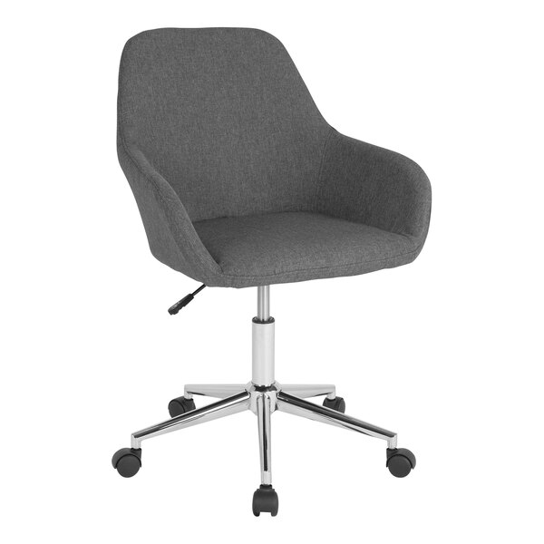 A Flash Furniture dark gray office chair with wheels and chrome legs.